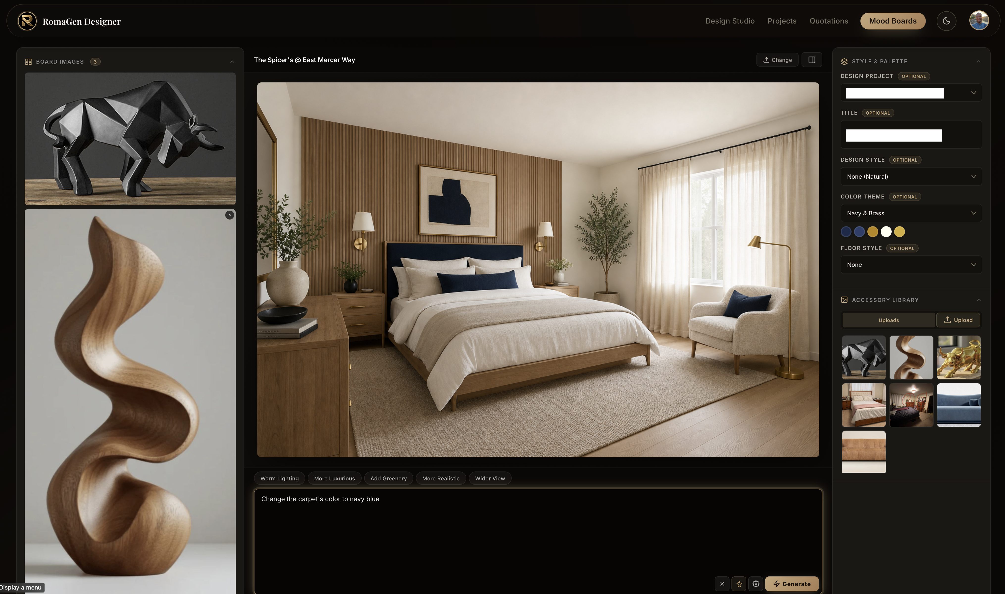Room composer interface